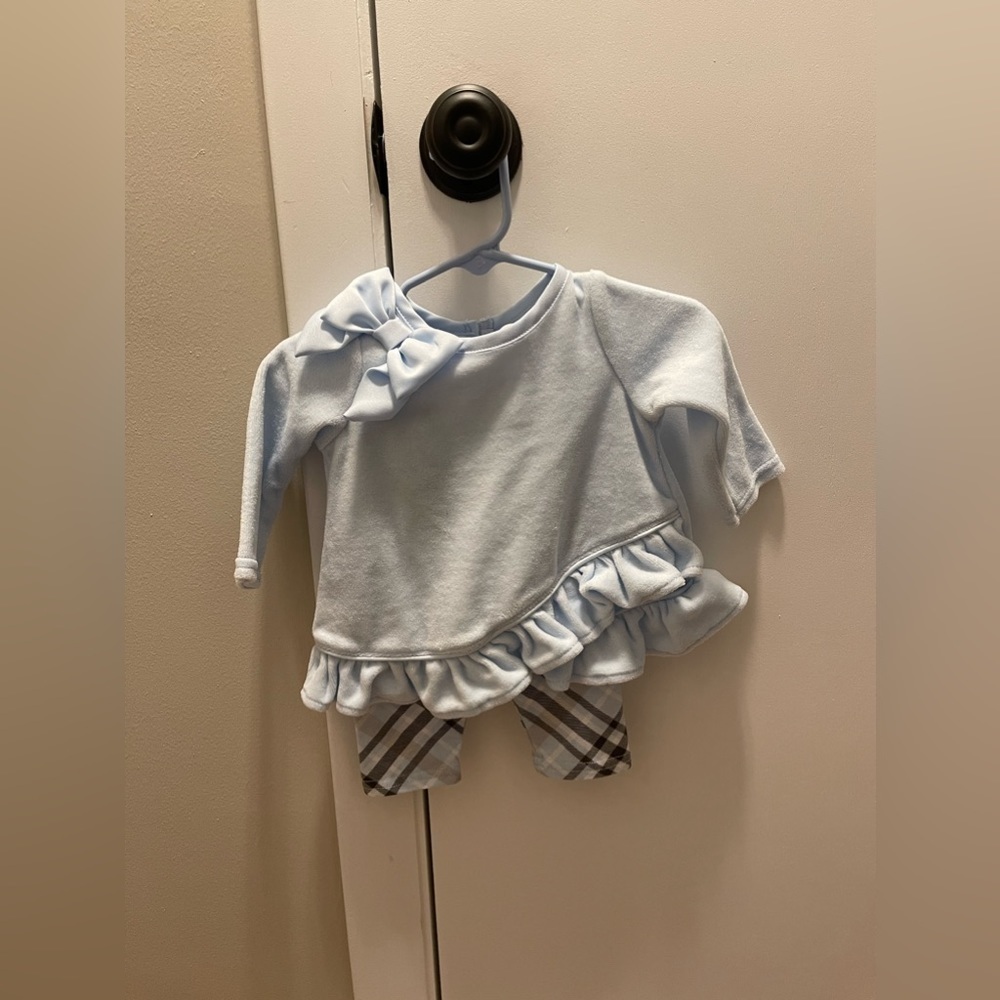 Rare Editions | Blue VelourTwo piece outfit |  3-6mo